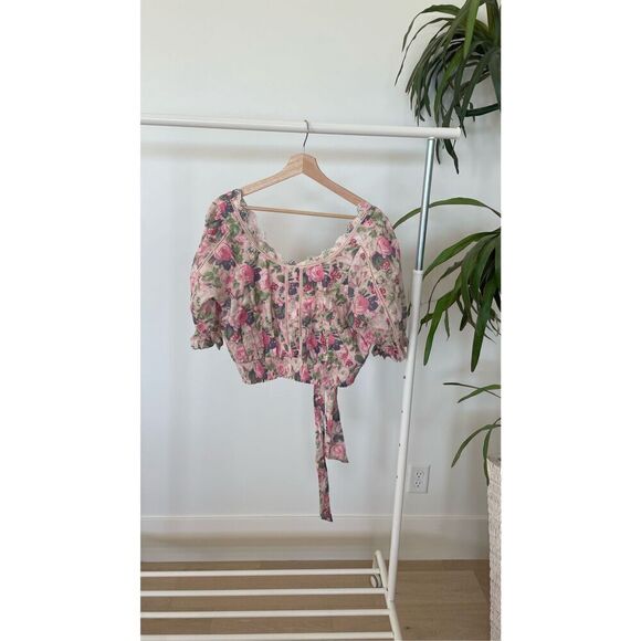 LOVESHACKFANCY Floral Pink Top - Picture 1 of 8